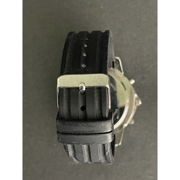 Unlisted Mens Stainless Steel Black Rubber Adjustable Band Mens Watch - Picture 3 of 7